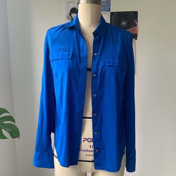 Ann Taylor royal blue button down shirt. - Picture 1 of 8